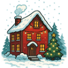 Winter house with lights