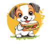 Little dog enjoying burger