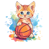 Cat ball in basketball style
