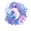 Dolphin in the flower circle