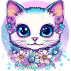 Pastel kitten with floral wreath