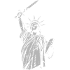 Sic Semper Tyrannis, Freiheitsstatue mit Schwert