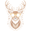 Hirsch mit Geweih und Sonnenbrille