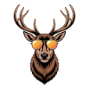 Deer with antlers and sunglasses