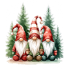 Drei Gartenzwerge im Winterwald