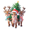 Reindeer Trio with Christmas Tree