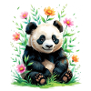 Panda dans la forêt fleurie