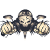 Rebellischer Totenkopf-Biker mit Retro-Helm