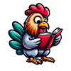 Reading rooster in comic style