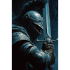 Dark Knight with Silver Sword