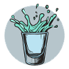 Spritziges Glas-Splash Motiv