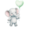 Elephant with heart balloon