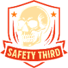 Sicherheit Dritte Abzeichen Schädel Safety Third