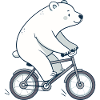Ours polaire sur vélo cartoon