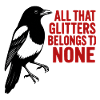 Crow and red glitter saying