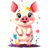 Schweinchen im Farbklecks-Design