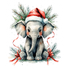 Winter elephant with reindeer hat