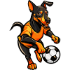 Soccer dog in flame design