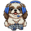 Pekingese dog playing games
