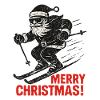 Grunge Ski-Weihnachtsmann mit Spruch Merry Xmas
