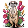 Cute meerkat between cacti