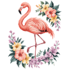 Tropical flamingo with flowers