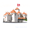 Genevejärvi, käsin piirros Chillonin linnasta, Sveitsi