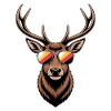 Hirsch mit Geweih und Sonnenbrille
