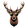 Deer with antlers and sunglasses