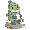 Winter Frog – Cozy Frog with Snowball
