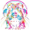 Neon-Meerschweinchen mit Kopfhörer