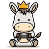 Gamer donkey with controller crown