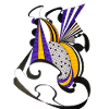 Geometrische Farbspirale Purple Yellow