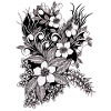 Schwarze Floral Ornamentblüten Muster