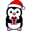 Cute Christmas Penguin with Gift