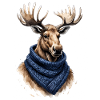Moose with blue scarf