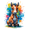 Regenbogenpony im Farbklecks