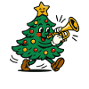 Christmas Tree Playing Trumpet Fun Holiday