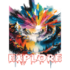 Farbintensive Landschaft mit 'Explore' Aufdruck