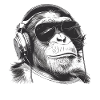 Affe DJ mit Kopfhörern