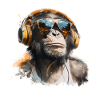 Monkey with headphones and sunglasses