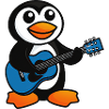 Funny Penguin with Guitar Cartoon Musician