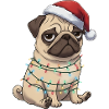 Mops Weihnachtsmann lustig clumsy Hund Weihnachten