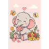 Éléphant pastel couronné