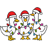 Three Festive Ducks in Santa Hats