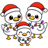 Santa Duck Trio with Christmas Lights