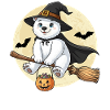 Sød Isbjørn Heks Halloween Græskar Fuldmåne