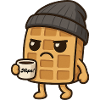 Grumpy Kawaii Waffle - Coffee Beanie Cartoon