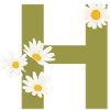 Letter h green daisies
