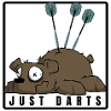 Lustiges Darts Comic Motiv. JUST DARTS